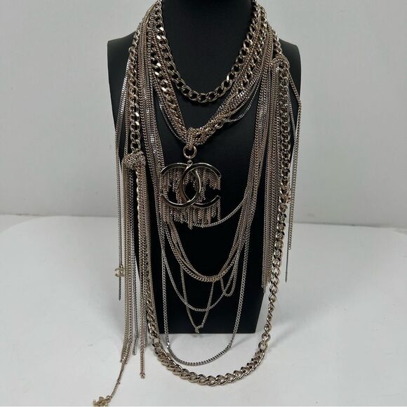 Chanel CC Multilayer  Metal Necklace Choker With Box - Picture 3 of 11